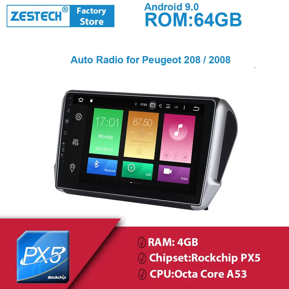 ZESTECH 64 Гб 2.5D экран Android 9 0 авто радио для Peugeot 208/2008 2012 2016 2017 автомобильное стерео