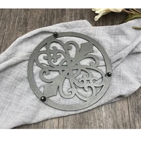 thick cast iron trivet decorative round trivet mat heat insulation pads with vintage pattern for home kitchen dining tab