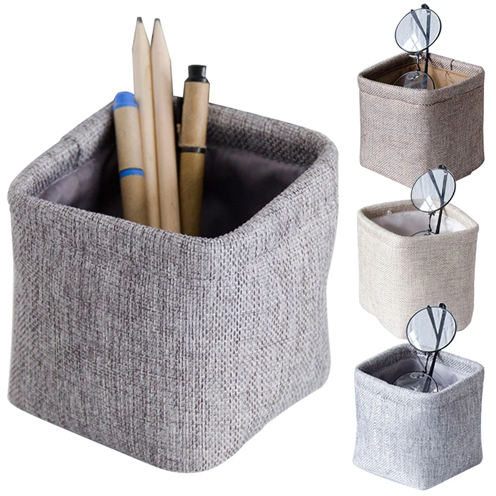 Keys Desktop Home Office Cuboid Simple Mini Storage Box Pen Holder Decorative Study Small Fashion Linen | Дом и сад