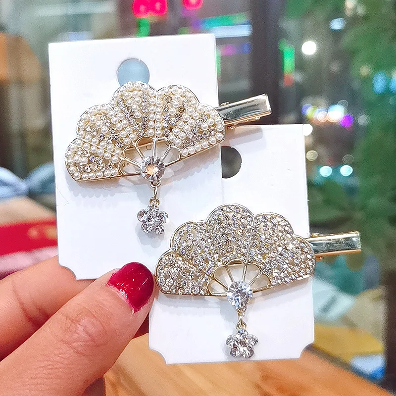 Модные женские перламутровые заколки для волос со стразами разноцветные с