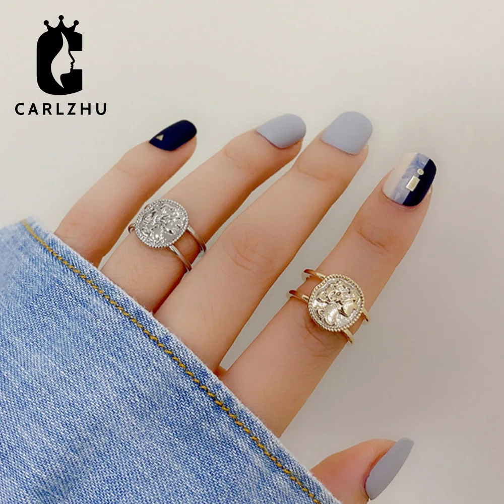 Новое Двухслойное Открытое кольцо для монет золотого и серебряного цвета кольца