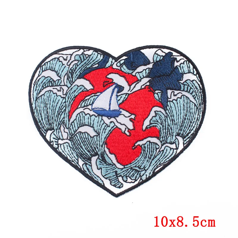 

Prajna Van Gogh Patch Embroidered Patches For Clothing Iron On Patches On Clothes Stripes Cartoon Wave Heart Patch For Clothes