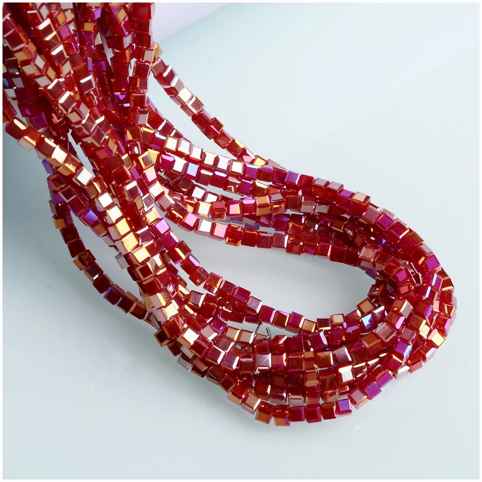 Китайская Фабрика бусин AB цветные 3 мм кубические бусины DIY ювелирные стеклянные