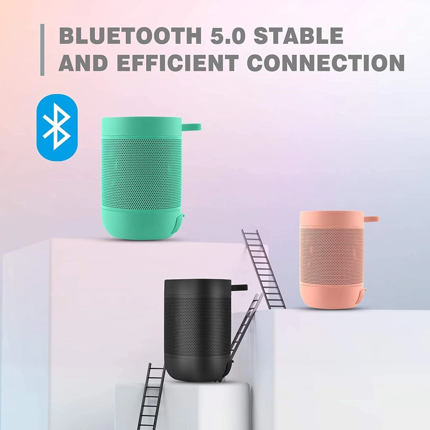 Portable Bluetooth Speaker, COMISO Small Wireless Shower Speaker 360 HD Loud Sound Stereo Pairing Waterproof Mini Pocket Size enlarge