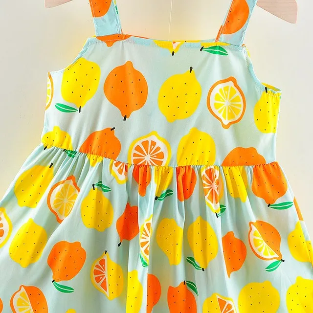 

100% Cotton Toddler Baby Dress Lemon Print Sleevless Summer Cotton Baby Clohting Princess Dress Clothes