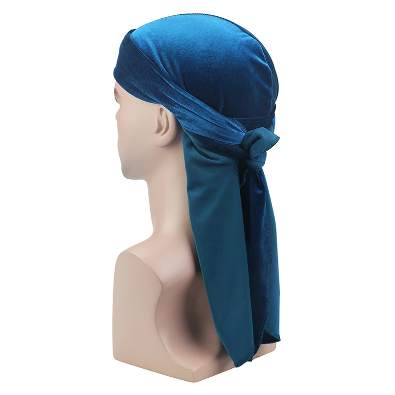 

Unisex Breathable Bandana Hat Velvet Long Tail Headwrap Men Women Solid Color Soft Velvet Chemo Cap High Quality Wholesale