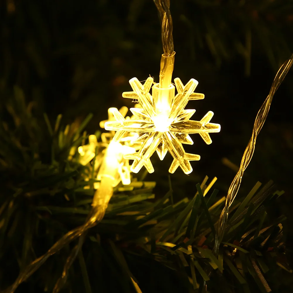 Светодиодный Снежинка солнечный светильник строка Водонепроницаемый с цветами