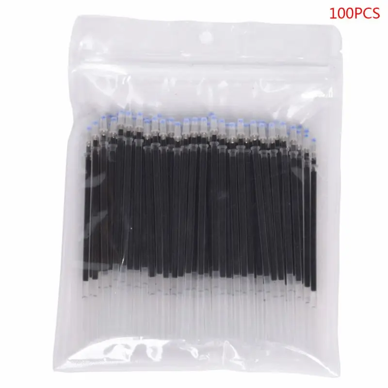 

100pcs Neutral Ink Gel Pen Refill Black Blue Red 0.5mm Bullet Refills Stationery