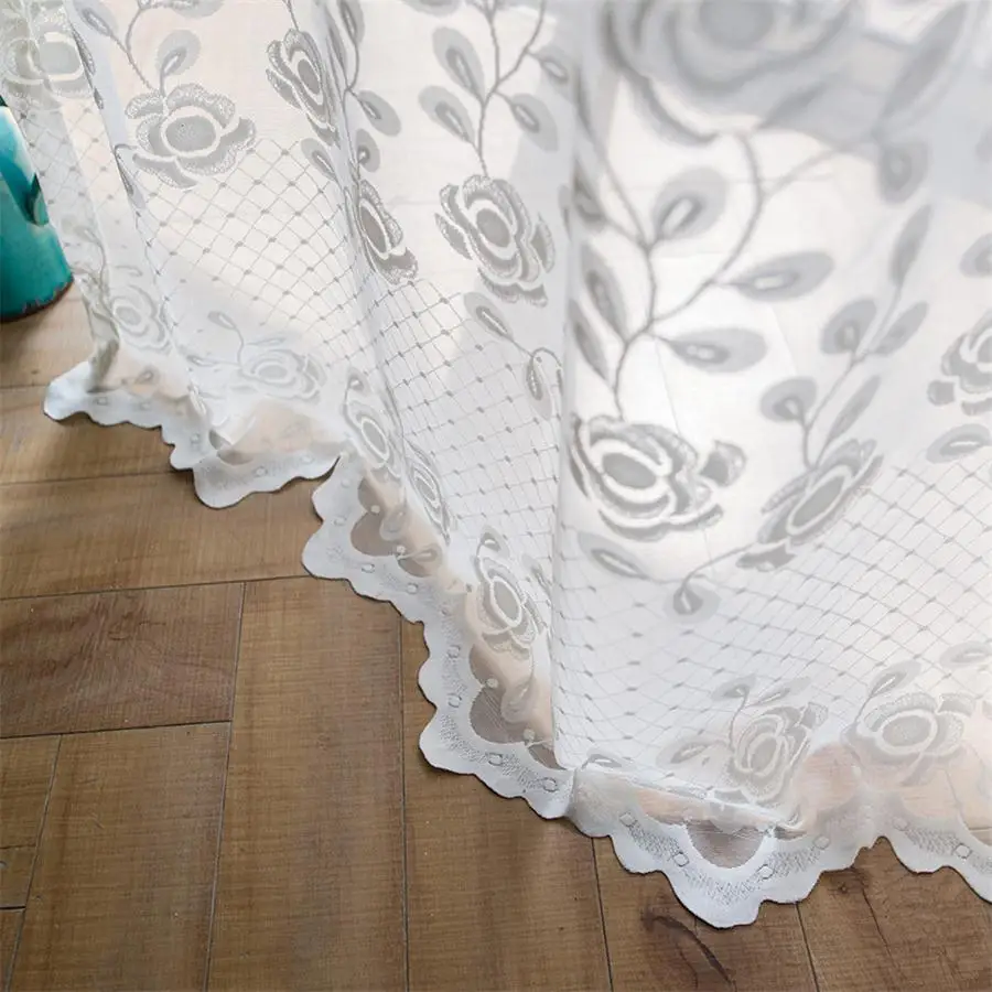 

Modern Minimalist Pure White Color Window Screen Sheer Tulle Curtains for Living Room Jacquard Mesh Fabric Tulle Panels MY154#5