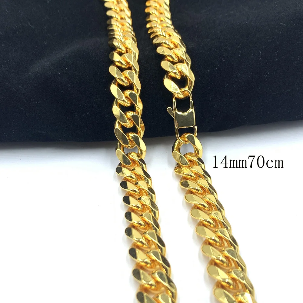 Мужское ожерелье из нержавеющей стали золотого цвета кубинская цепочка