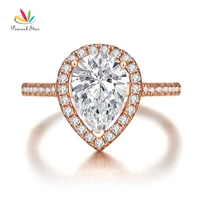 peacock star 2 carat pear 925 sterling silver ring rose gold color wedding engagement cfr8325