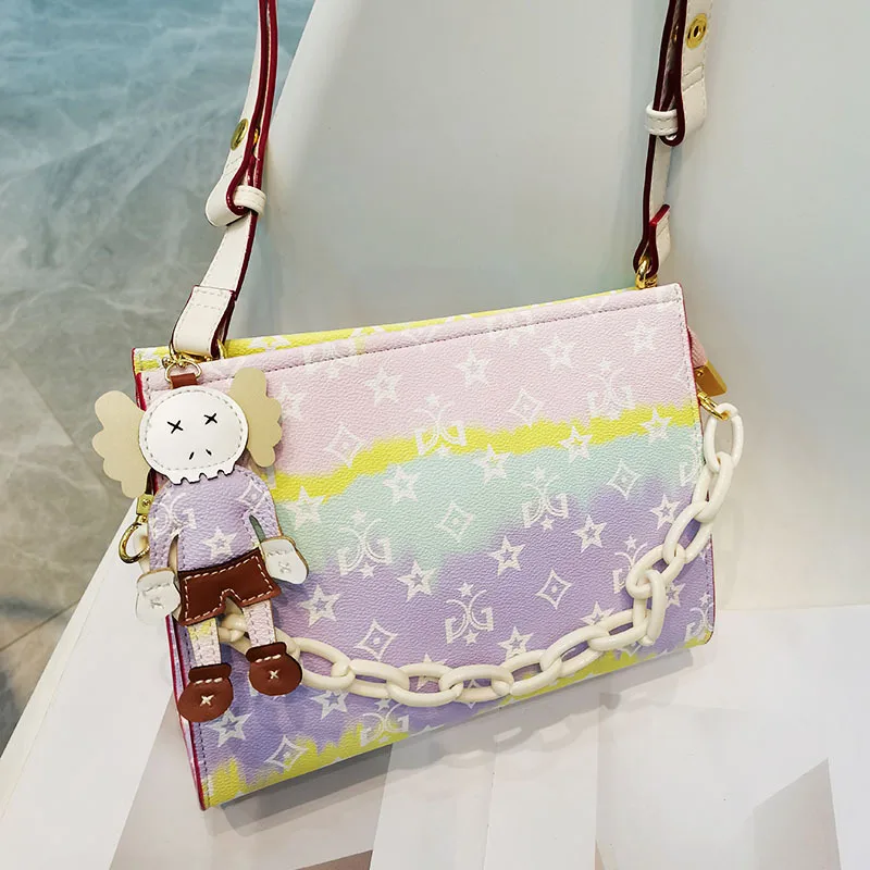 

New Fashion Cowhide Printed Retro Chain Armpit Bag Versatile Shoulder Diagonal Bag Purses and Handbags Luxury Designer Sac