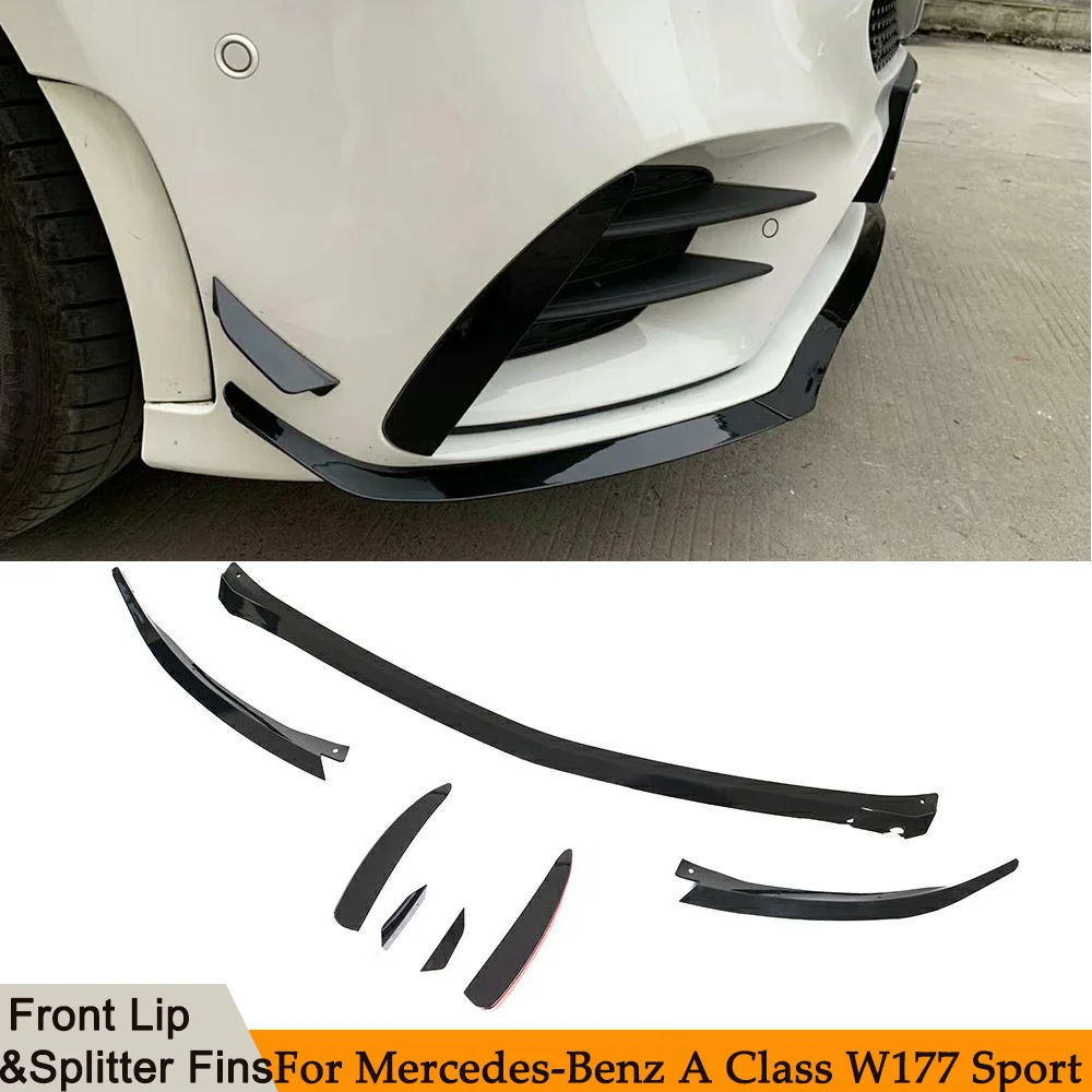 

W177 PP передний бампер для Mercedes Benz A Class A220 A200 A35 A45 AMG Splitter Diffuser Fins Body Kit 2019-2020