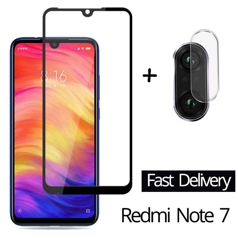 2 в 1 Защитное стекло для камеры Redmi Note 7 9D закаленное Xiaomi Защитная пленка экрана redmi