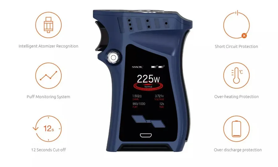 Vape Smok MAG Комплект Elektronik Sigara225W коробка мод испаритель FV12 Prince POD бак катушки сигареты электронная сигарета атомайзер S168