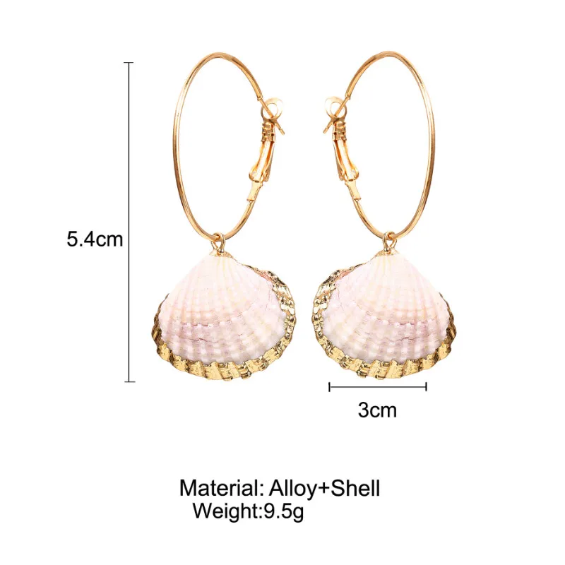 

2021 Jewelry Gifts Women Circle Inlaid Gold Rim Shell Pendant Earrings