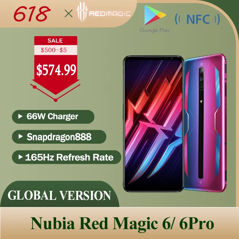Новая Nubia красный Магия 6/ 6Pro глобальная версия игровой телефон 165 Гц частота