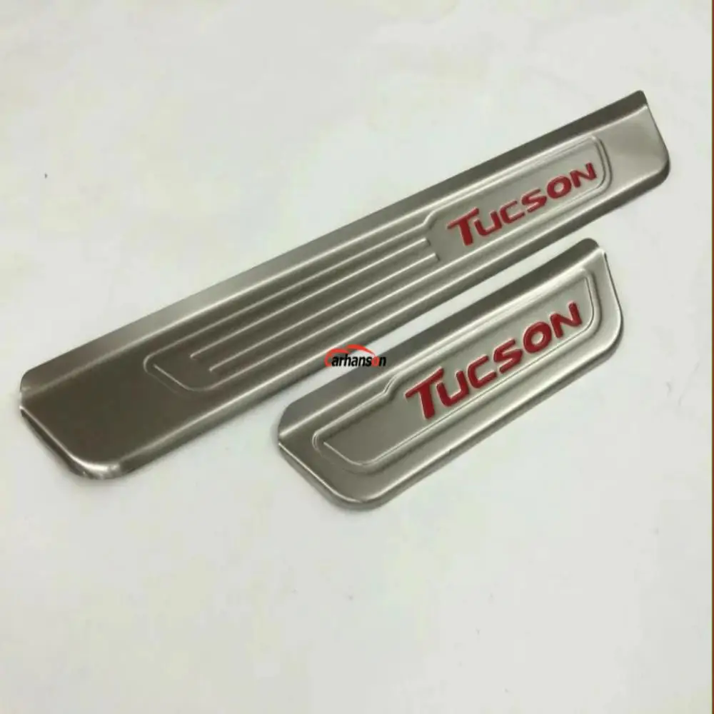 Автомобильные аксессуары Sticke для hyundai Tucson дверная педаль подоконника защита из нержавеющей стали защитная пластина отделка автомобиля-Стайлинг - Color: red  mark