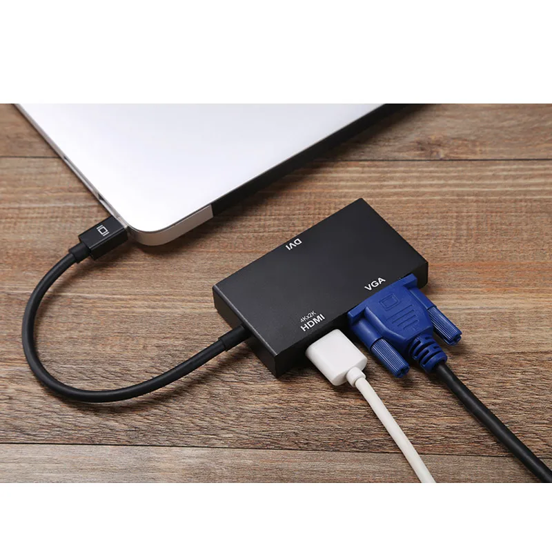 1 шт. Универсальный мини порт дисплея Гц а DP Thunderbolt к DVI + VGA HDMI адаптер подходит для