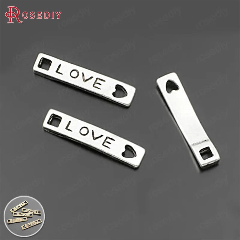 

(E058)50 pieces 21x4mm Antique Silver Zinc Alloy Love Connect Charms Diy Jewelry Findings Accessories Wholesale