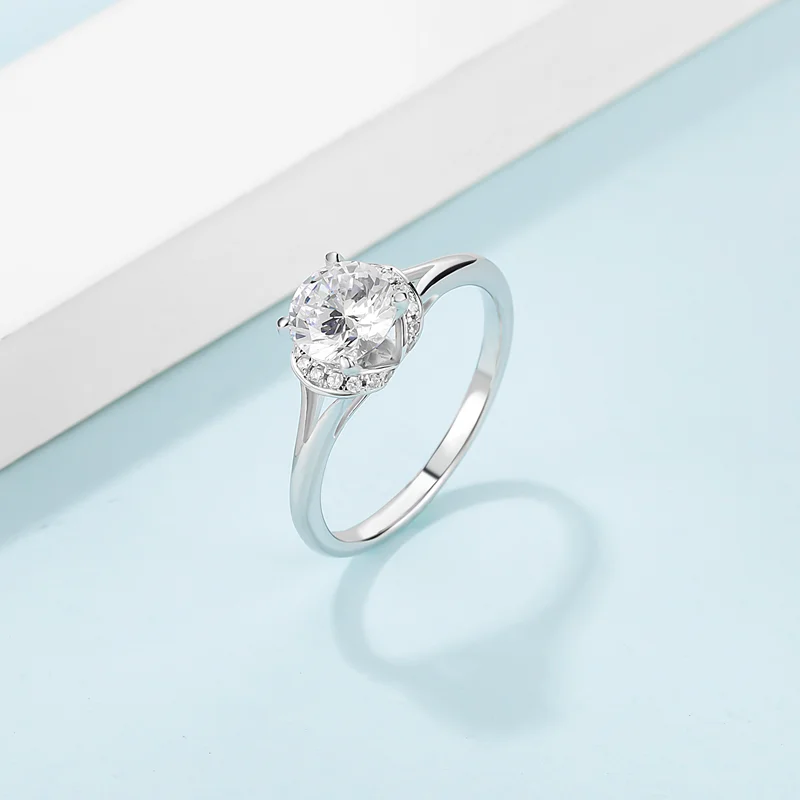 Moissanite кольцо из серебра 925 пробы 1ct 6 5 мм E Color Round Cut Diamond тестовое ювелирное изделие