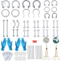 zs body piercing tool kit stainless steel belly eyebrow lip nose ring body piercing needle tool 14g 20g disposable professional