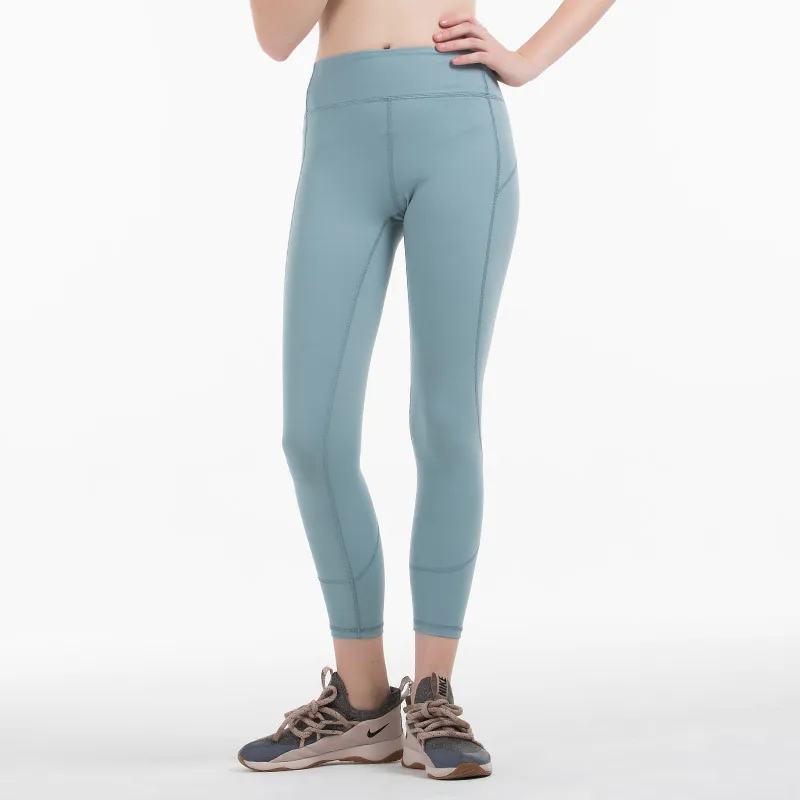 Обтягивающие Леггинсы для йоги телесного цвета удобные женские длинные штаны