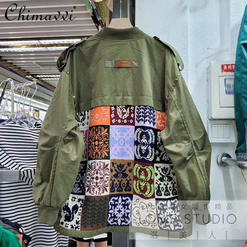 

2021 Early Autumn New Streetwear Women Fashion Lettered Long Loose Coat Beaded Long Sleeve Jacket Top for Lady