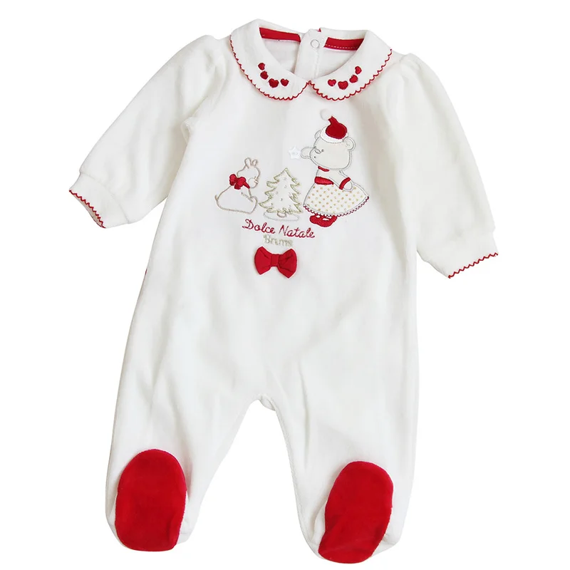 Боди детское велюровое с длинным рукавом и цветочной вышивкой | Мать ребенок