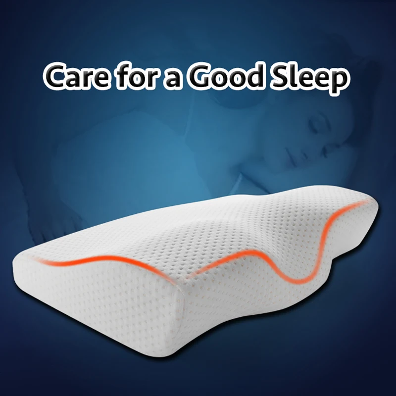 

Memory Foam Bedding Pillow Neck protection Slow Rebound Memory Foam Butterfly Shaped Pillow Health Cervical Neck size in 50*30CM
