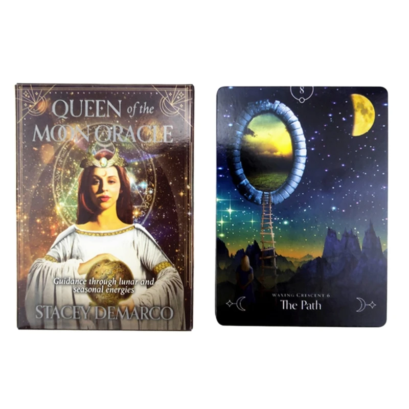 

Queen of The Moon Oracle Card Full English Party Board Game 44 Cards Deck Tarot Astrology Divination Fate Cards