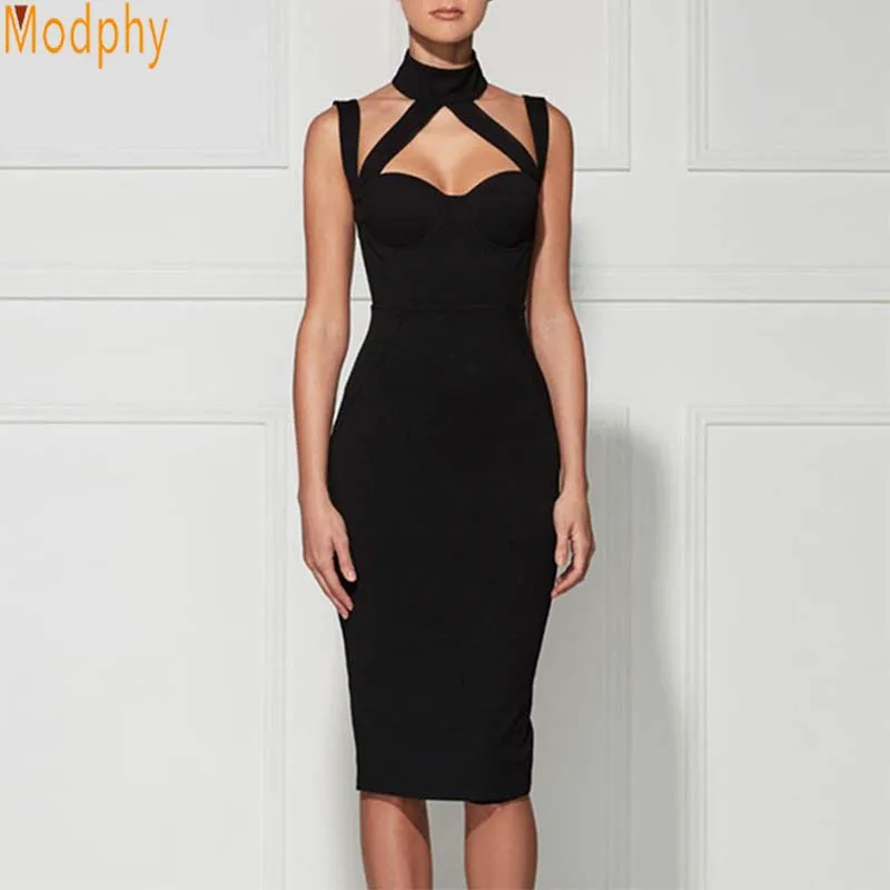 Женское облегающее платье в полоску эластичное футляр с лямкой на шее и открытой