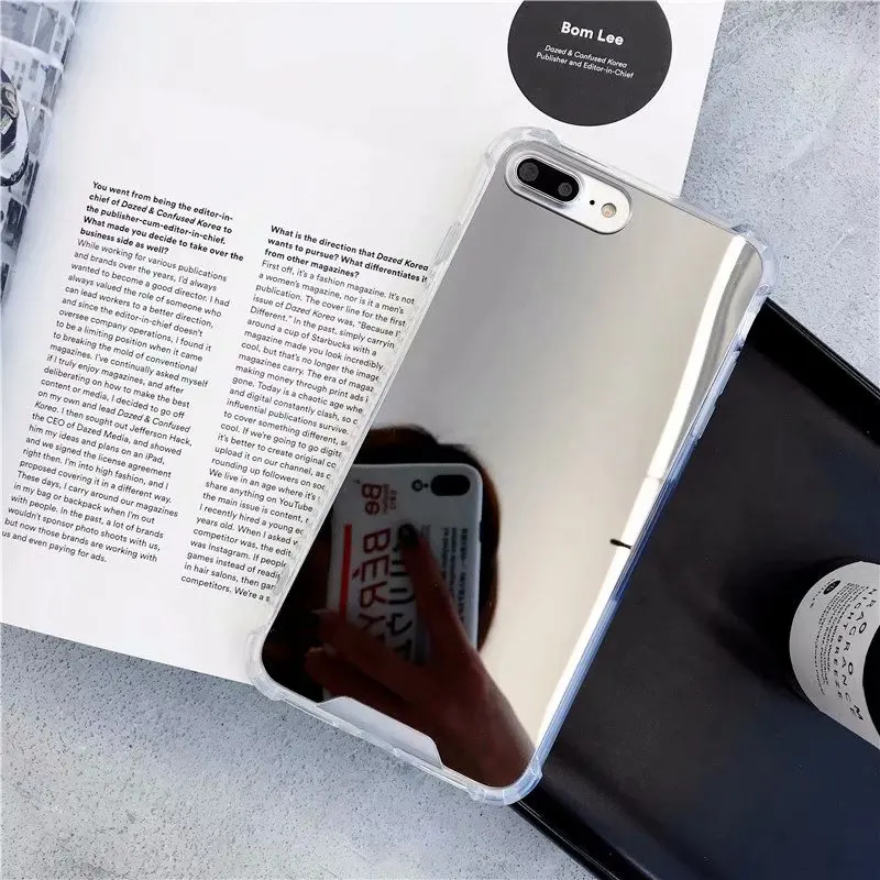 Противоударный зеркальный чехол Gasbag для iphone XR 7 8 XS MAX 11 Pro X 10 6 6S Plus 7Plus 8Plus Мягкий чехол для телефона из ТПУ - Цвет: Silver