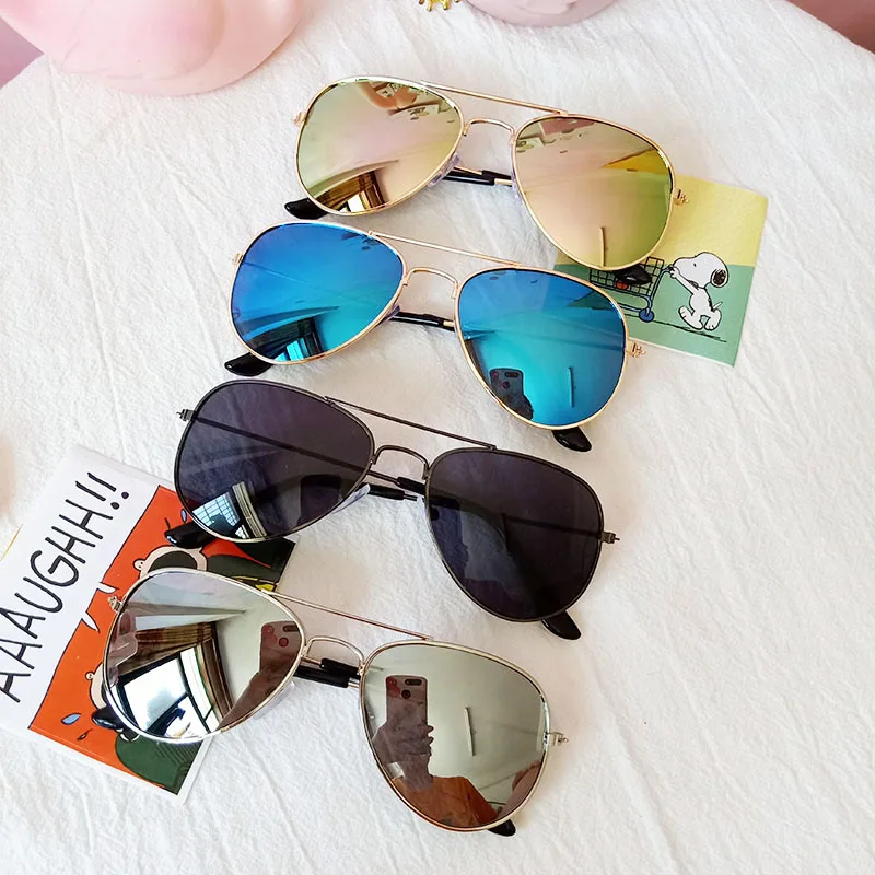 

2020 Classic Sunglasses Girls Colorful Mirror Children Glasses Metal Frame Kids Travel Shopping Eyeglasses UV400