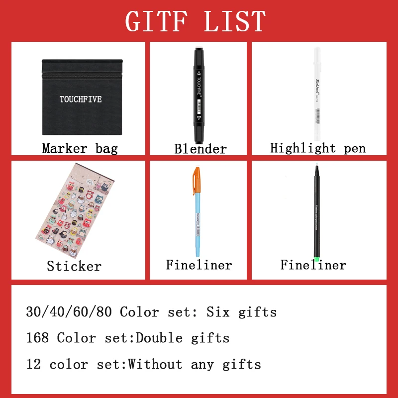 TouchFive эскиз маркеры кисти ручки набор манга цветные двойная головка