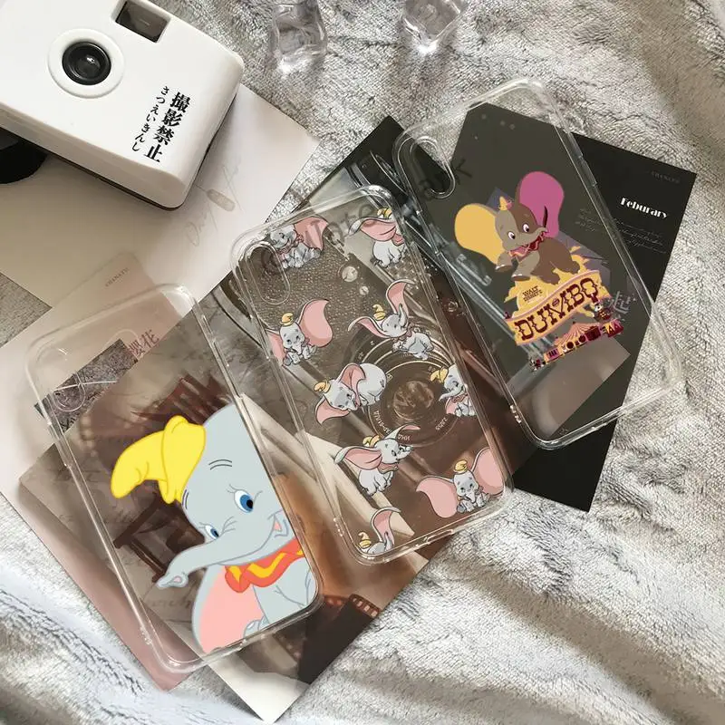 

Little Elephant Dumbo Flying Style Phone Case For IPhone 13 Mini 12 11 Pro Max Xs X Xr 7 8 Plus Se 2020 Transparent Cover