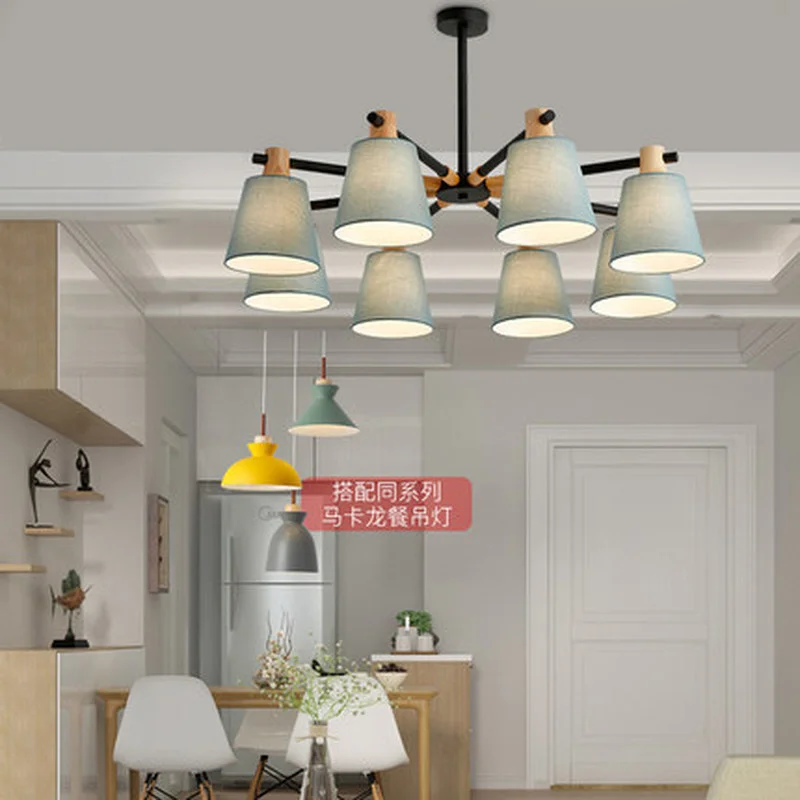 

Nordic Chandelier E27 With Iron Lampshade For Living Room Suspendsion Lighting Fixtures Lamparas Colgantes Wooden Lustre