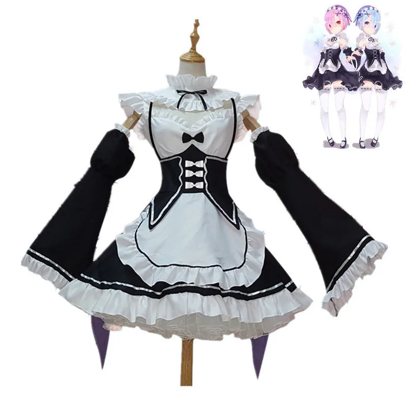 Рождественское платье для косплея Re Zero Kara Hajimeru Kawaii Isekai Seikatsu Ram u RAM Remu REM фартук