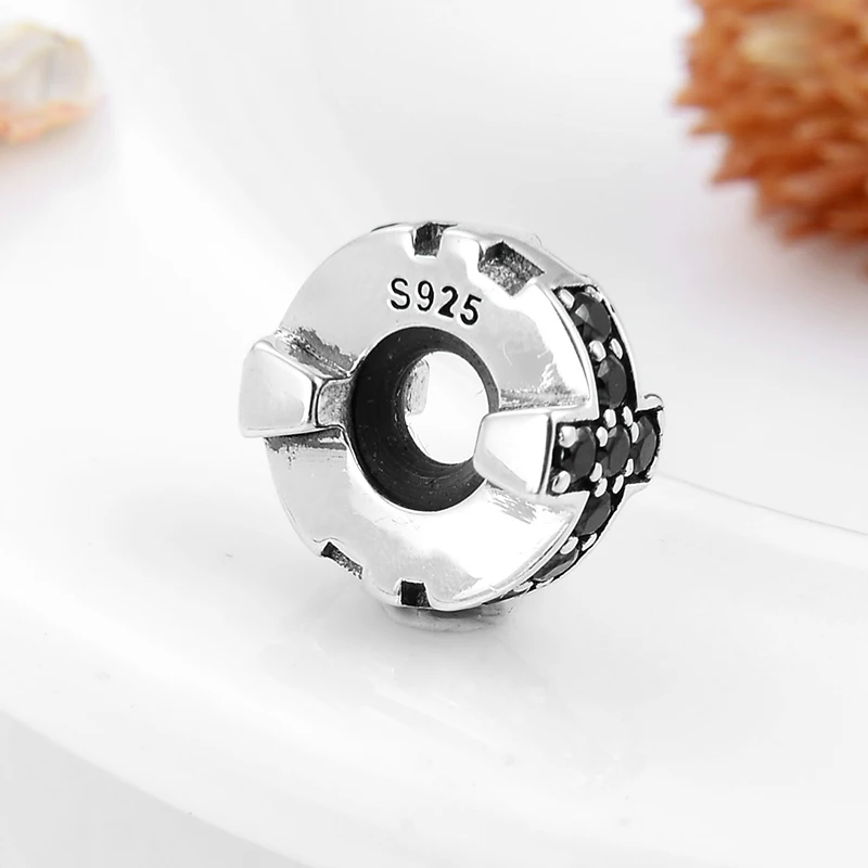 Новинка 2019 Настоящее серебро 925 пробы Черный CZ Крест пробки бусины подходят к