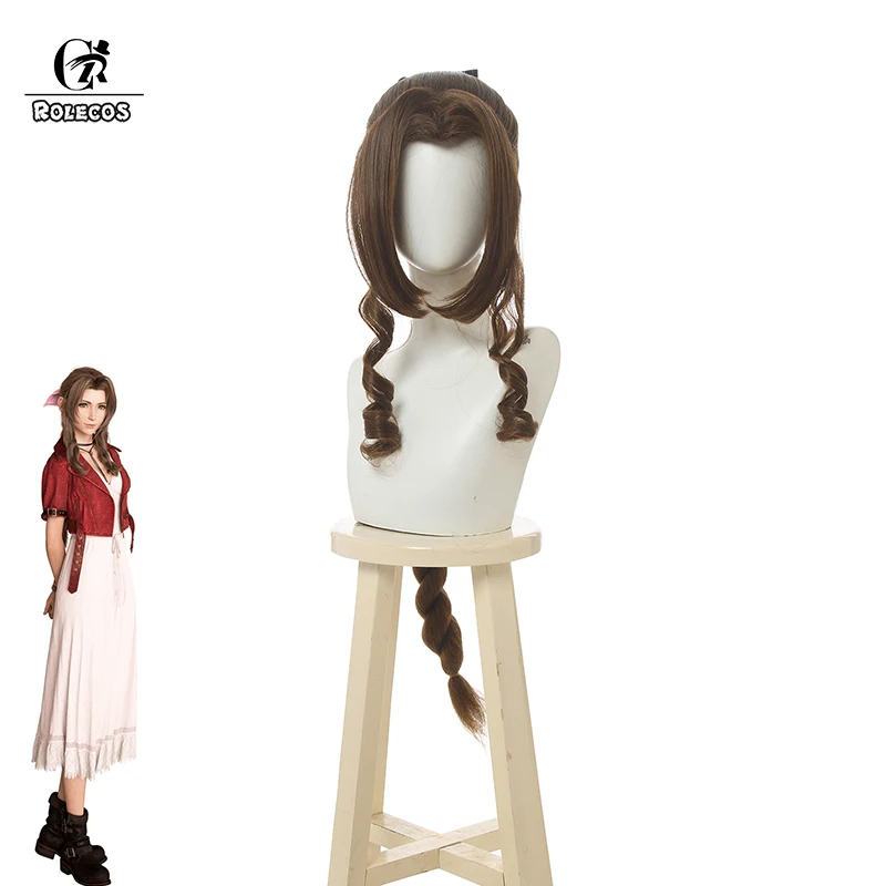 ROLECOS игра Final Fantasy VII косплей волос Aerith Gainsborough Косплей 100 см коричневый длинный