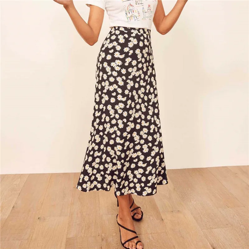 

Шифоновая юбка до середины икры, с высокой талией, на молнии, с принтом, 2020