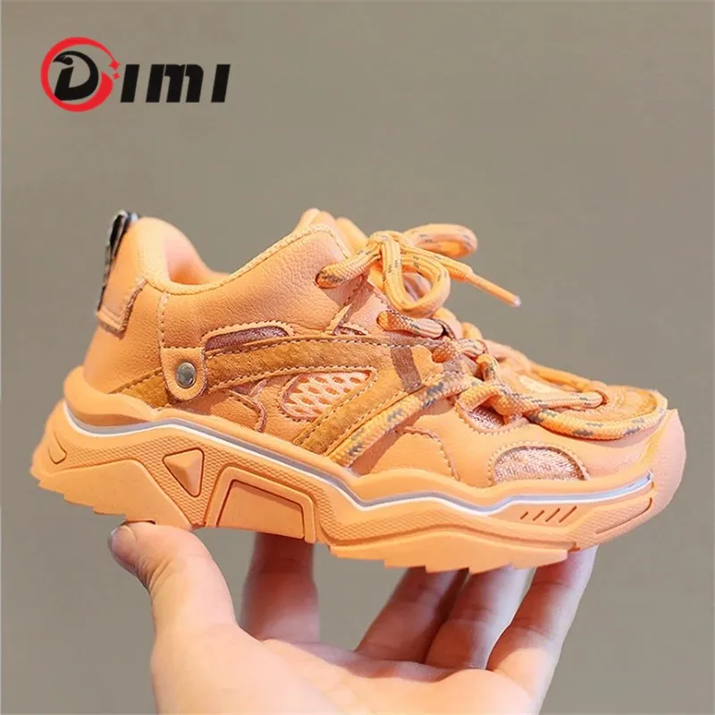 

DIMI 2021 Autumn Boys Girls Sport Shoes Fashion Casual Breathable Kid Running Shoes Genuine Leather Soft Bottom Children Sneaker