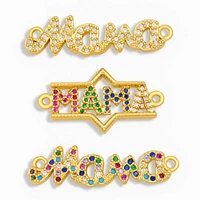 ocesrio cubic zirconia rainbow mama letter charms connectors for jewelry bracelets necklace diy womens jewelry finding chma022