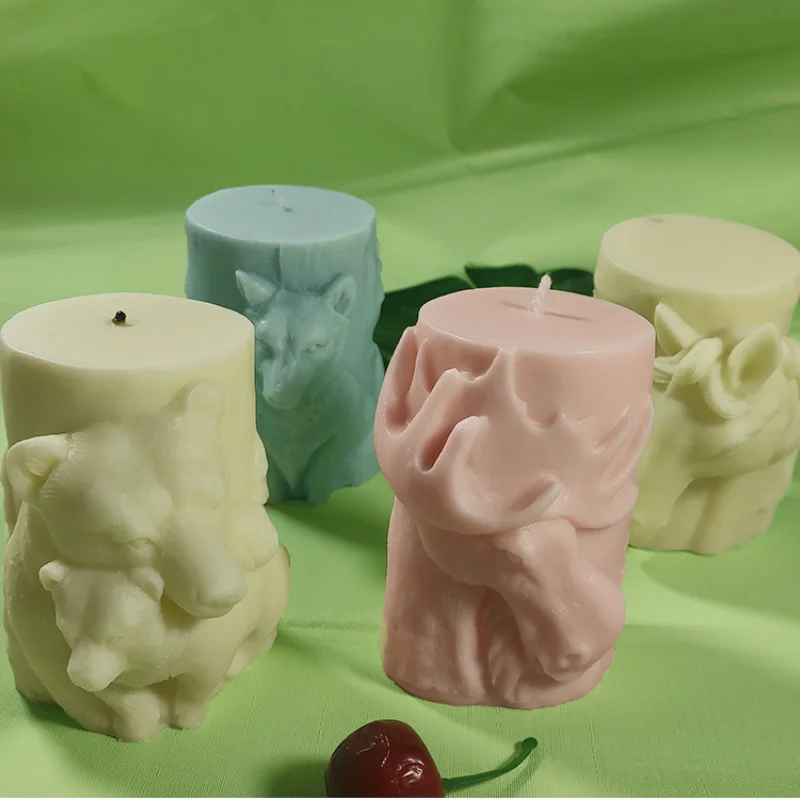DIY Animal serie Candle silicone mold Elk Bear Sirius Wolf Horse Aromatic Making Resin Soap Popsicle Mold Gift Home Decor | Дом и сад