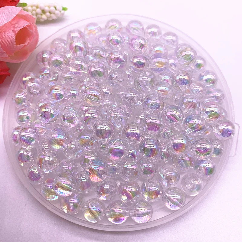

4-14mm Colour AB Charms Round Acrylic Beads Loose Spacer Beads for Jewelry Makeing DIY Handmade Bracelet Accessories