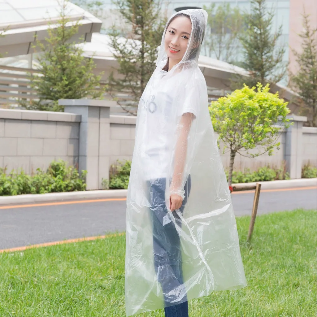 

Transparent Raincoat With Hood For Rain Coat Adult Emergency Outdoor Rainwear Waterproof Poncho Hiking Camping Hood #40