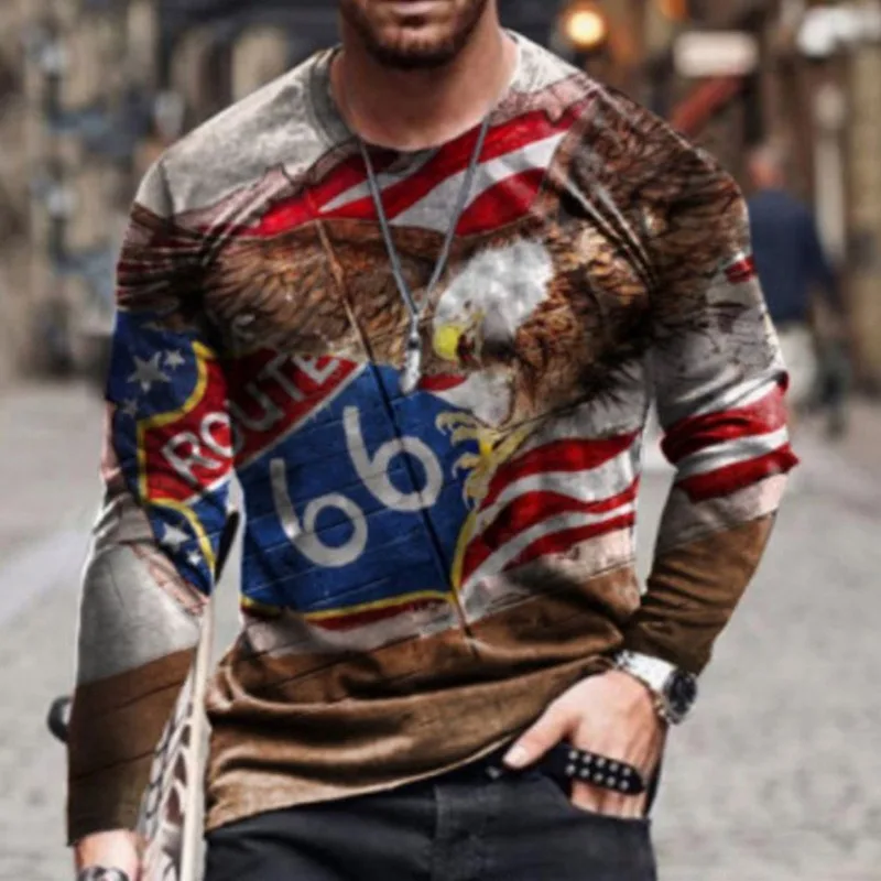 

2021 Fashion T-shirt Round Neck Breathable Street Style Long-sleeved Men's Casual Long Sleeve Comfortable Autumn Streetwear