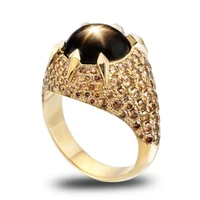 fashion women rings yellow gold color elegant sz 6 10 black zircon wedding rings