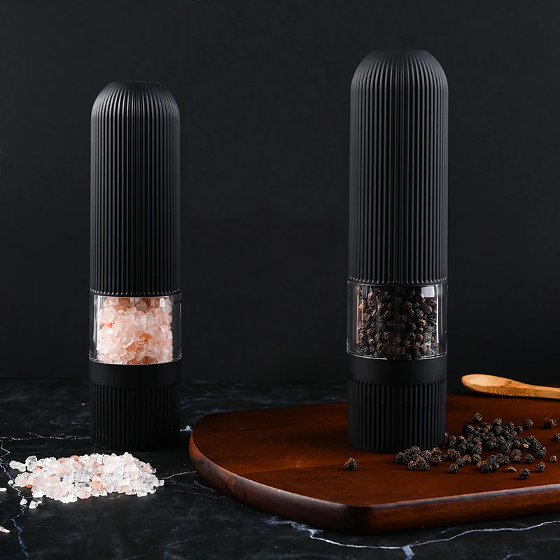 

Black Electric Salt Pepper Mill Set ABS Automatic Spice Herb Grinder Adjustable Coarseness Ceramic Core Kitchen Grinding Tools