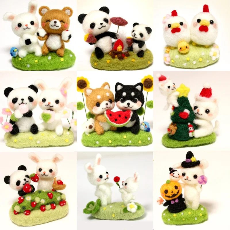 Творческий Набор для вышивания шерсти с маленькими животными шерстяной войлок